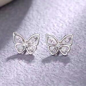 New 925 Sterling Silver Butterfly Earrings